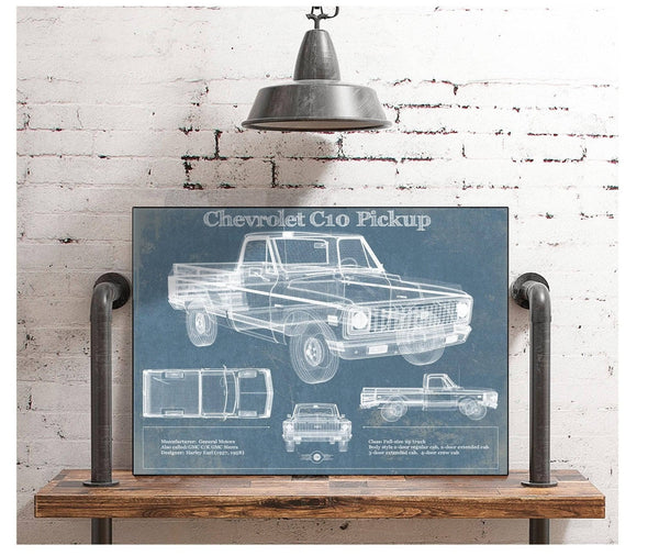 Cutler West Chevy C10 Pickup 2nd Generation Vintage Blueprint Auto Print