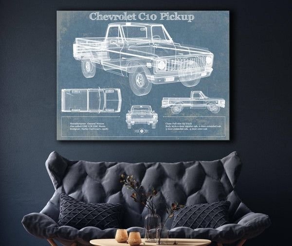 Cutler West Chevy C10 Pickup 2nd Generation Vintage Blueprint Auto Print