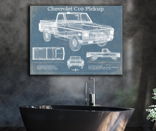 Cutler West Chevy C10 Pickup 2nd Generation Vintage Blueprint Auto Print