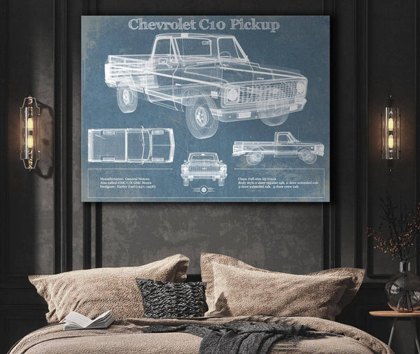 Cutler West Chevy C10 Pickup 2nd Generation Vintage Blueprint Auto Print