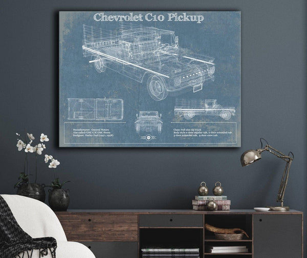 Cutler West Chevy C10 Pickup Vintage Blueprint Auto Print