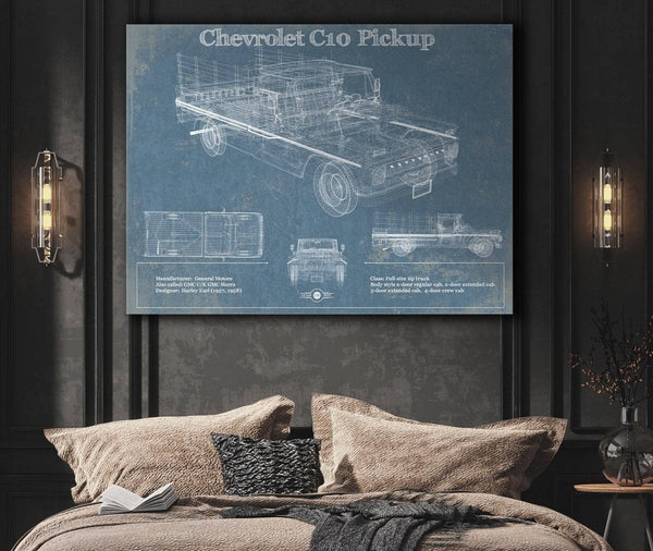 Cutler West Chevy C10 Pickup Vintage Blueprint Auto Print