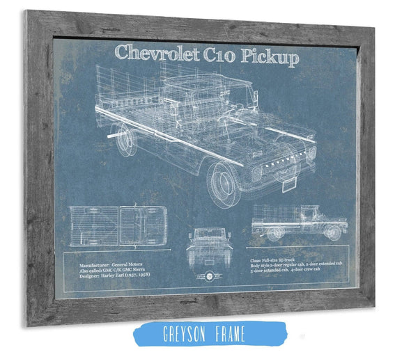 14" x 11" / Greyson Frame Cutler West Chevy C10 Pickup Vintage Blueprint Auto Print