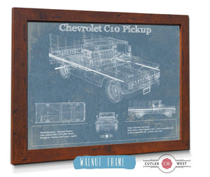 20" x 16" / Walnut Frame Cutler West Chevy C10 Pickup Vintage Blueprint Auto Print