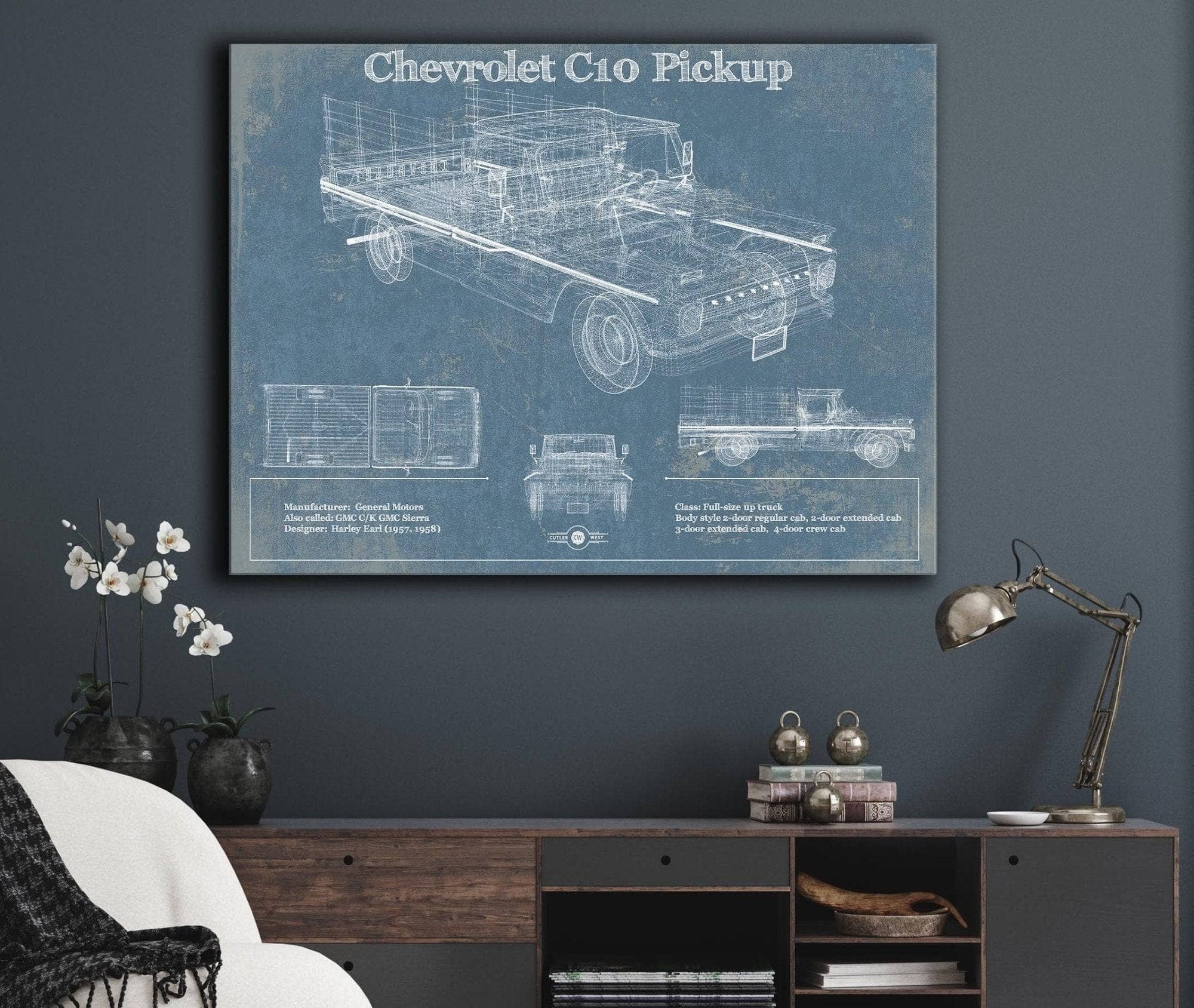 Cutler West Chevrolet Collection Chevy C10 Pickup Vintage Blueprint Auto Print