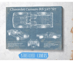 Cutler West Chevy Camaro 327 RS 1967 Vintage Blueprint Auto Print