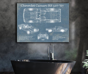Cutler West Chevy Camaro 327 RS 1967 Vintage Blueprint Auto Print