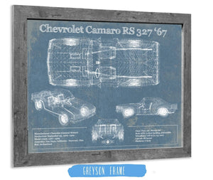 14" x 11" / Greyson Frame Cutler West Chevy Camaro 327 RS 1967 Vintage Blueprint Auto Print