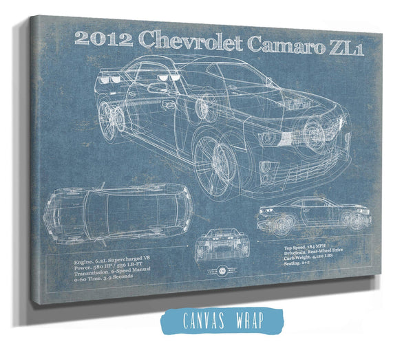 Cutler West Chevy Camaro ZL1 2012 Vintage Blueprint Auto Print