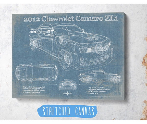 Cutler West Chevy Camaro ZL1 2012 Vintage Blueprint Auto Print