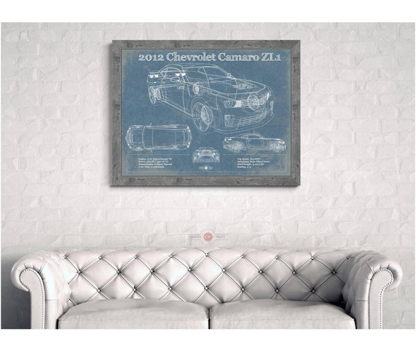 Cutler West Chevy Camaro ZL1 2012 Vintage Blueprint Auto Print
