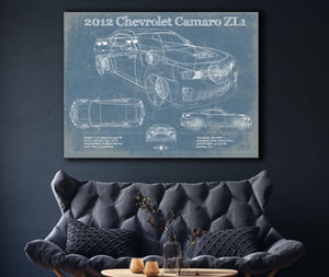Cutler West Chevy Camaro ZL1 2012 Vintage Blueprint Auto Print