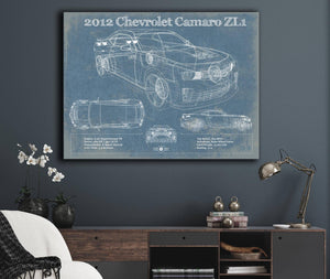 Cutler West Chevy Camaro ZL1 2012 Vintage Blueprint Auto Print