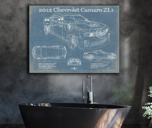 Cutler West Chevy Camaro ZL1 2012 Vintage Blueprint Auto Print