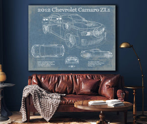 Cutler West Chevy Camaro ZL1 2012 Vintage Blueprint Auto Print