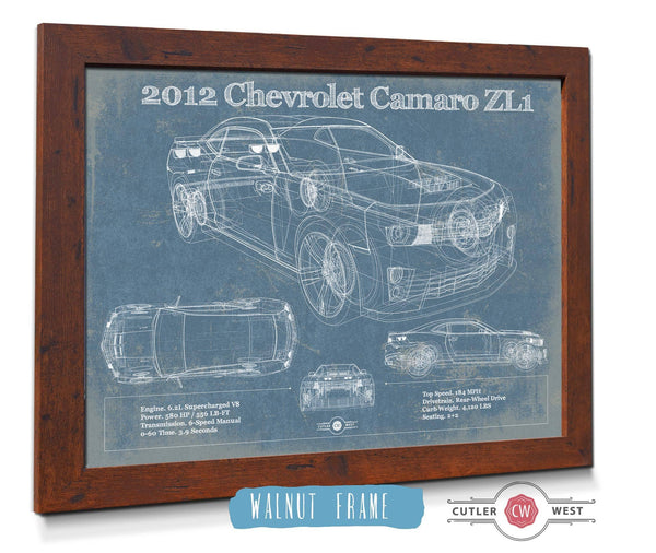 Cutler West Chevy Camaro ZL1 2012 Vintage Blueprint Auto Print