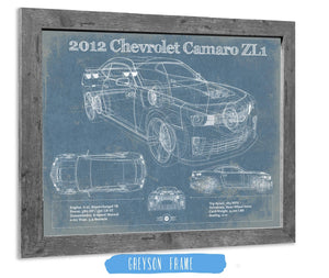 14" x 11" / Greyson Frame Cutler West Chevy Camaro ZL1 2012 Vintage Blueprint Auto Print