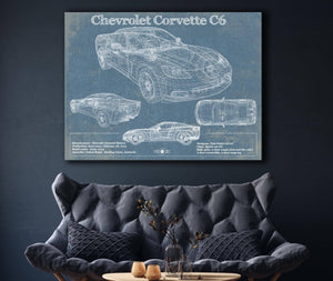 Cutler West Chevy Corvette C6 Vintage Blueprint Auto Print