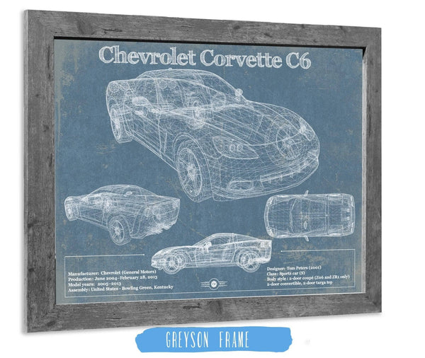 Cutler West Chevy Corvette C6 Vintage Blueprint Auto Print