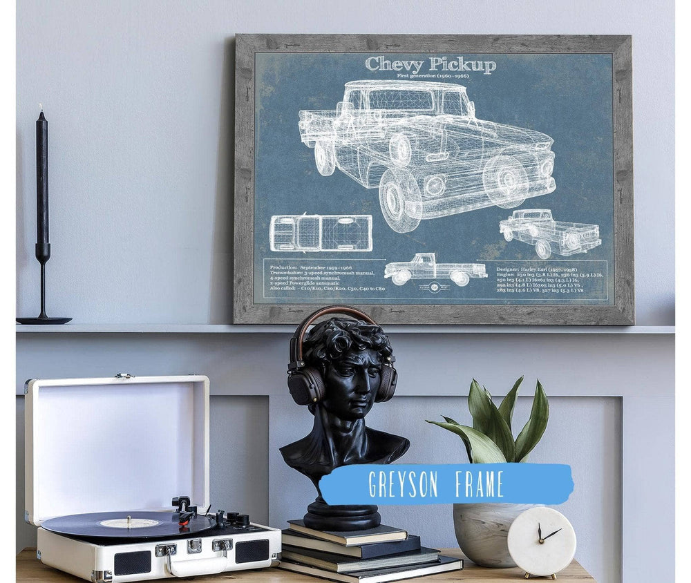 14" x 11" / Stretched Canvas Wrap Cutler West Chevy Pickup, First Generation 1960-1966 Vintage Auto Print