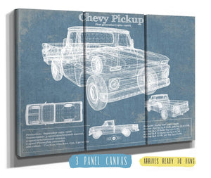 36" x 24" / 3 Panel Canvas Wrap Cutler West Chevy Pickup, First Generation 1960-1966 Vintage Auto Print