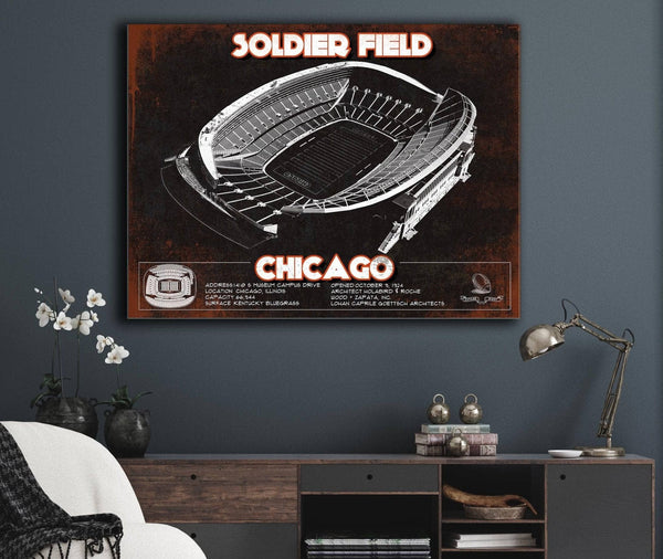 Cutler West Chicago Bears Stadium Seating Chart Soldier Field - Vintage Football Print