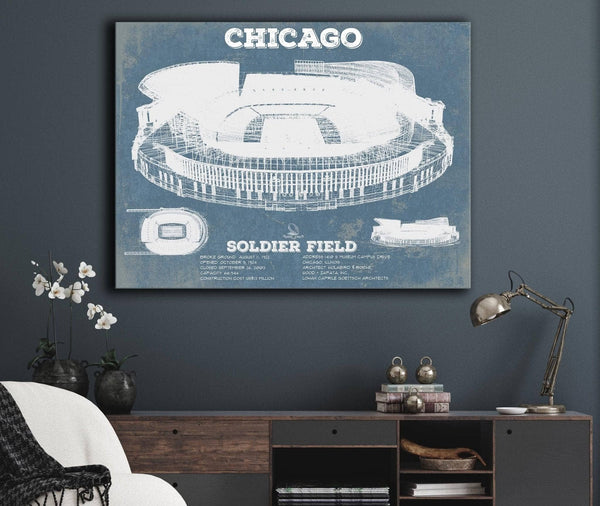 Cutler West Chicago Bears Stadium Seating Chart Soldier Field Vintage Football Print