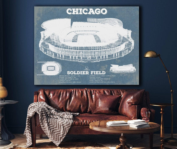 Cutler West Chicago Bears Stadium Seating Chart Soldier Field Vintage Football Print