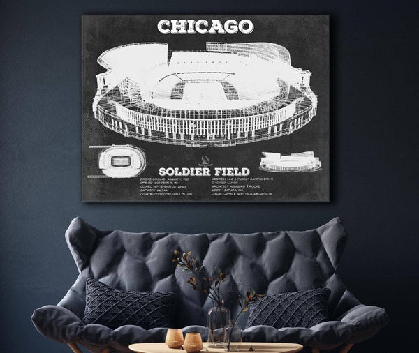 Cutler West Chicago Bears Stadium Seating Chart - Soldier Field Vintage Football Print