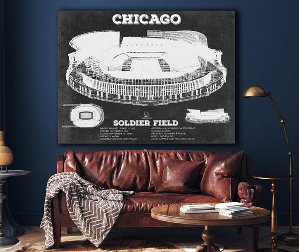 Cutler West Chicago Bears Stadium Seating Chart - Soldier Field Vintage Football Print