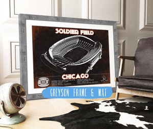 14" x 11" / Greyson Frame & Mat Cutler West Chicago Bears Stadium Seating Chart Soldier Field - Vintage Football Print