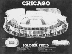 14" x 11" / Unframed Cutler West Chicago Bears Stadium Seating Chart - Soldier Field Vintage Football Print
