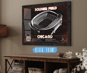 20" x 16" / Black Frame Cutler West Chicago Bears Stadium Seating Chart Soldier Field - Vintage Football Print