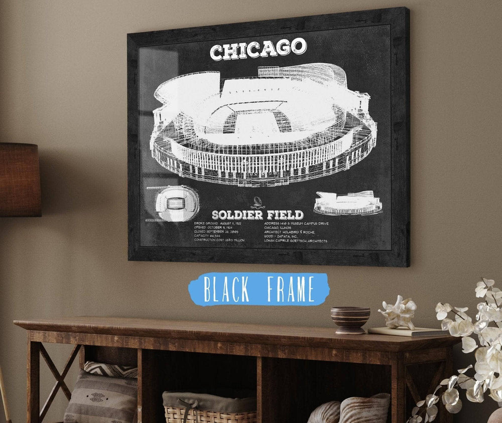 14" x 11" / Stretched Canvas Wrap Cutler West Chicago Bears Stadium Seating Chart - Soldier Field Vintage Football Print