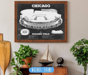20" x 16" / Walnut Frame Cutler West Chicago Bears Stadium Seating Chart - Soldier Field Vintage Football Print