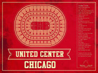 Cutler West 14" x 11" / Unframed Chicago Blackhawks Team Colors - United Center Vintage Hockey Blueprint NHL Print 933350190_79071
