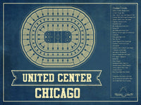 Cutler West 14" x 11" / Unframed Chicago Blackhawks - United Center Vintage Hockey Blueprint NHL Print 933350189_79005