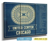 Cutler West Basketball Collection 48" x 32" / 3 Panel Canvas Wrap Chicago Bulls United Center Vintage Basketball Blueprint NBA Print 933350160_76085