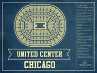 Cutler West Basketball Collection 14" x 11" / Unframed Chicago Bulls United Center Vintage Basketball Blueprint NBA Print 933350160_76035