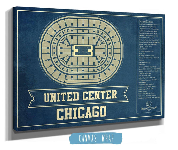 Cutler West Chicago Bulls United Center Vintage Basketball Blueprint NBA Print