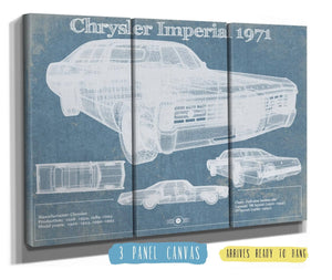 36" x 24" / 3 Panel Canvas Wrap Cutler West Chrysler Imperial 1971 Vintage Car Print