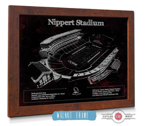 20" x 16" / Walnut Frame Cutler West Cincinnati Bearcats - Vintage Nippert Stadium Team Color Art Print