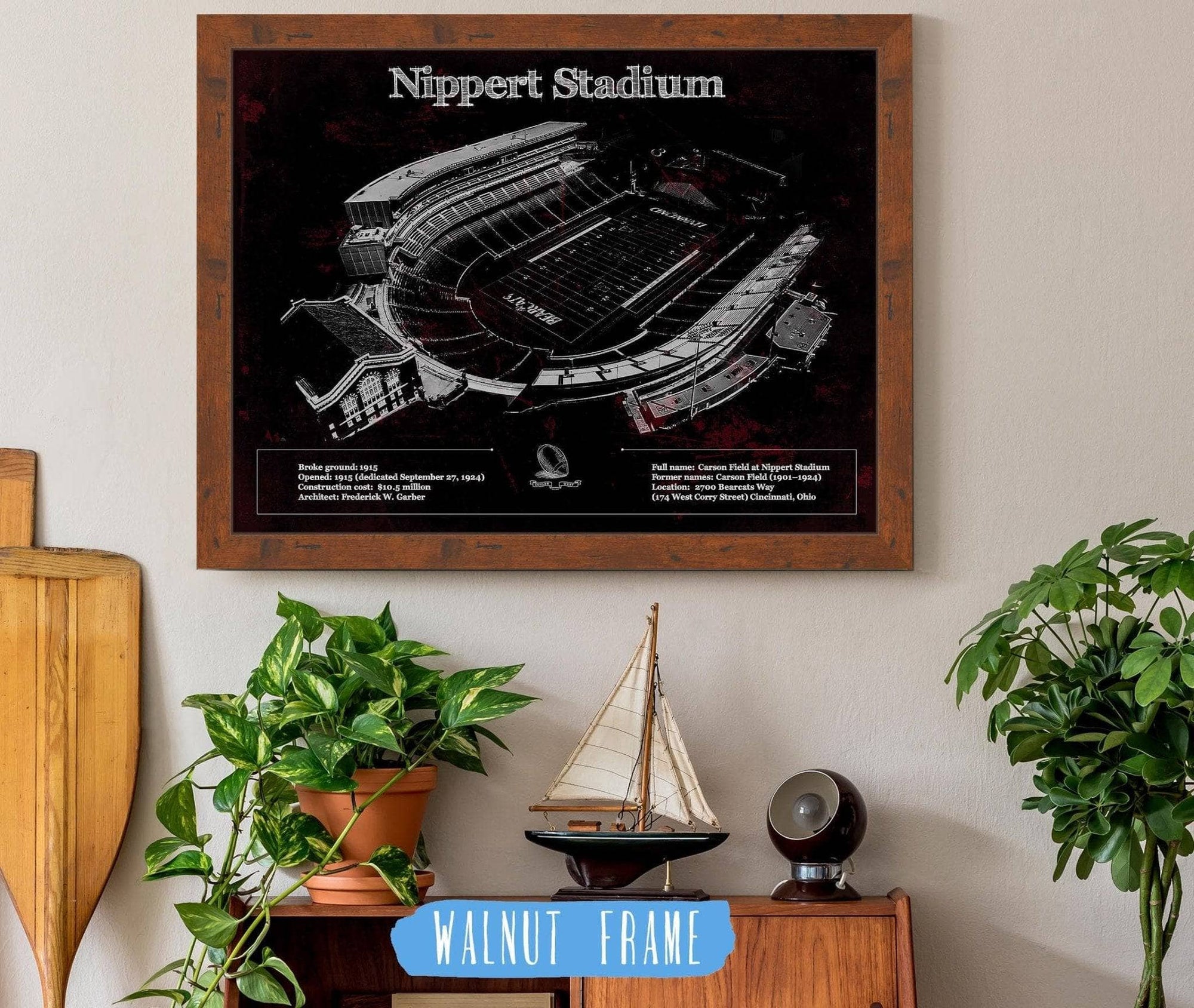 Cutler West Pro Football Collection Cincinnati Bearcats - Vintage Nippert Stadium Team Color Art Print