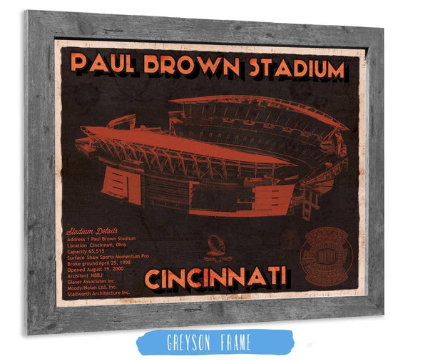 14" x 11" / Greyson Frame Cutler West Cincinnati Bengals Paul Brown Stadium - Vintage Football Print