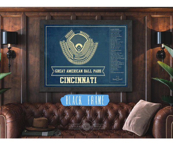 Cutler West Cincinnati Reds Great American Ballpark Seating Chart - Vintage Baseball Art Print