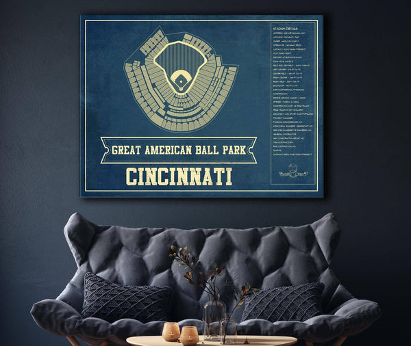 Cutler West Cincinnati Reds Great American Ballpark Seating Chart - Vintage Baseball Art Print