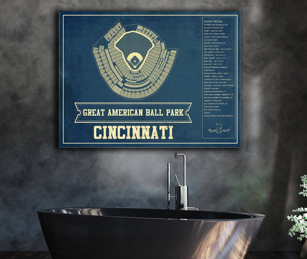 Cutler West Cincinnati Reds Great American Ballpark Seating Chart - Vintage Baseball Art Print