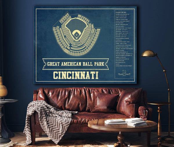 Cutler West Cincinnati Reds Great American Ballpark Seating Chart - Vintage Baseball Art Print