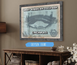 14" x 11" / Greyson Frame Cutler West Cincinnati Reds Great American Ballpark Seating Chart - Vintage Baseball Fan Print