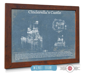 20" x 16" / Walnut Frame Cutler West Cinderella's Castle Disney Patent Print